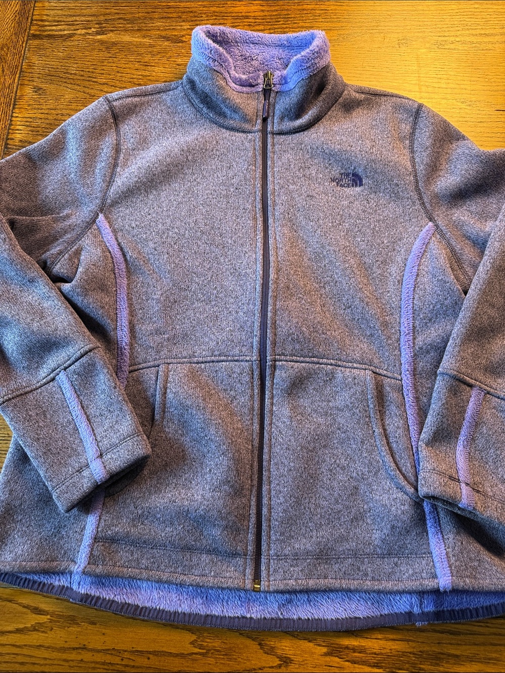 The North Face gorpcore Women’s XL sweater Jacket Purple Full Zip Plush Lined
